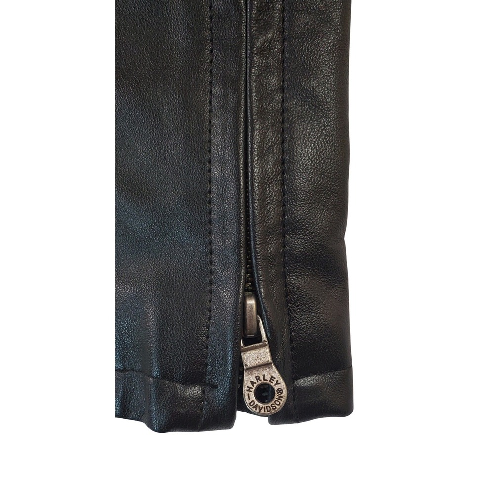 Harley Davidson Womens Leather Vest and Pants Set Cream Black Biker Riding Gear - Picture 14 of 16